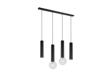 Suspension 90cm 2xGU10 2xE27 - aluminium - noir