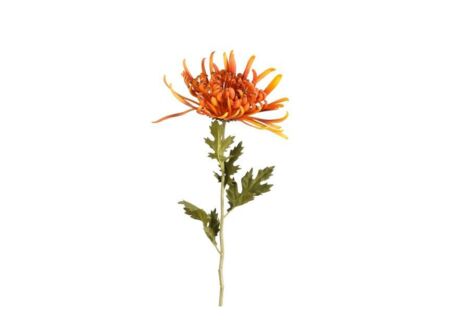 Kunstbloem Chrysant H66cm - polyester - oranje