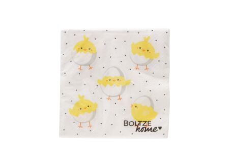 Serviette Chiko 17x17cm - papier - geel/wit 20 stuks