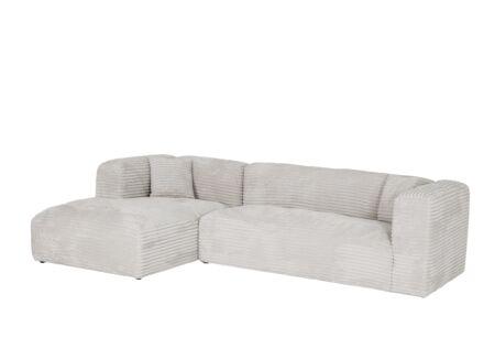 Hoeksalon Nuoro HB 295x170cm - ribfluweel - wit
