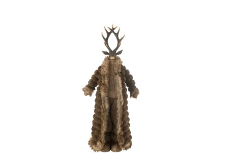 Kerstdecoratie Hert Staand Jas 26x15x76cm - polystone & stof - bruin