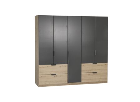 Kleerkast Quadraspin 226cm - decor - artisanale eik/ metallic grijs
