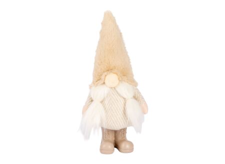 Herfstdecoratie Santa Nose 13x9x31cm - stof - crème