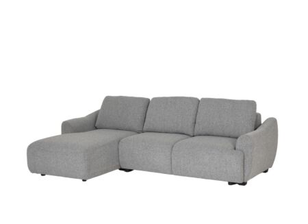 Hoeksalon Appia 269x169x90cm - stof - grijs met bedfunctie en opbergruimte