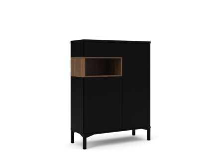 Dressoir Roomers 89cm - spaanplaat - zwart & walnoot
