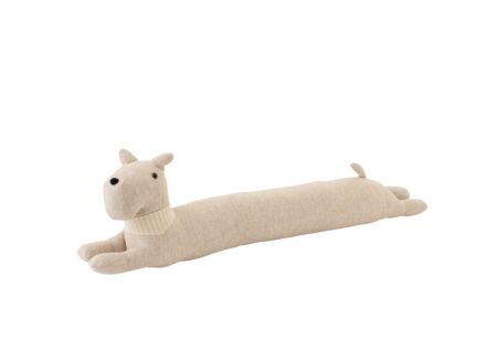 Tochtrol Hond met sjaal 90cm - polyester - beige