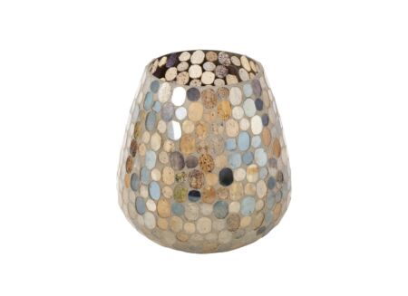 Theelichthouder Kemis H18cm - glas - beige