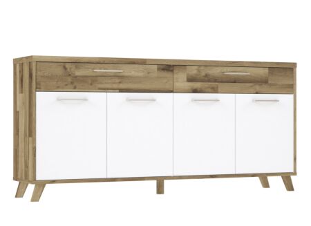 Dressoir Ricciano-II 204cm - meubelplaat - eik/wit