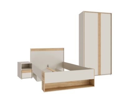 Kinderkamer Wexlin met bed 120x200cm - kleerkast 91cm en 1 nachtkastje