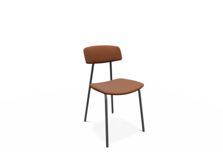 Stoel Lazio 45x54x79,5cm - lederlook - bruin