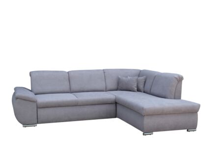 Hoeksalon Caro 272x197cm - stof - middengrijs met bedfunctie en opbergruimte