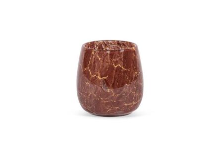 Theelichthouder H14cm - glas - burgundy & gold