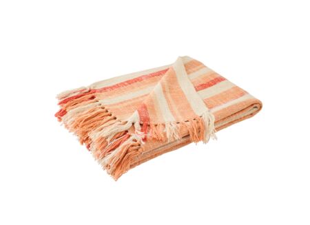 Plaid 130x170cm - katoen - oranje & ecru