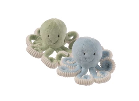 Knuffel Octopus H12cm - polyester - blauw & munt