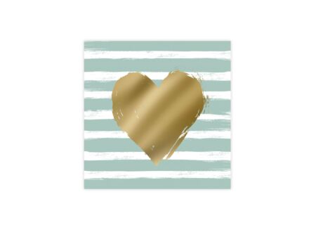 Serviette Heart & Stripes 33x33cm - papier - eucalyptus- 20 stuks