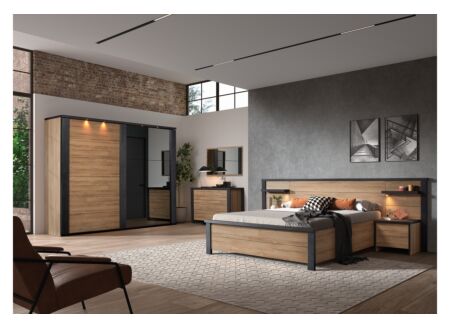 Slaapkamer Phaedra met bed 160x200cm - kleerkast 280cm