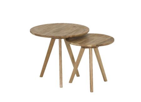 Bijzettafel Pippin Ø50cm - eik massief - naturel - set van 2
