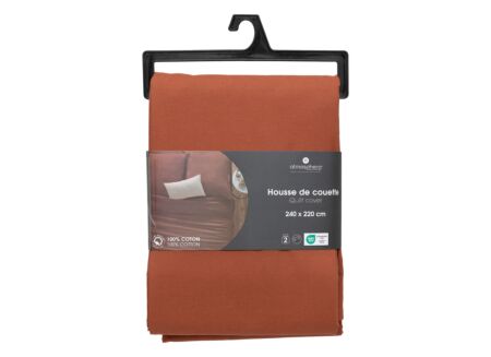 Dekbedovertrek 240x220cm - katoen - terracotta excl. kussenslopen