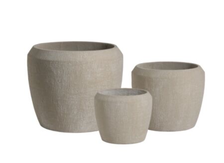 Bloempot Terra cement - cream set van 3