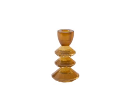 Kaarsenhouder Rovelo H14cm - glas - donkerbruin