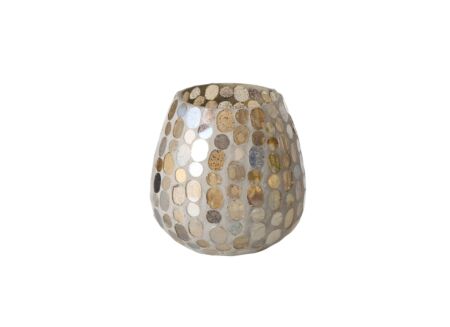 Theelichthouder Kemis H13,5cm - glas - beige