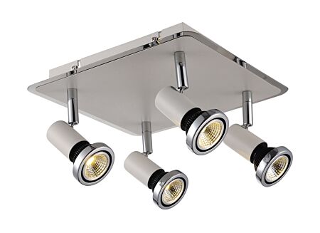 LED spot met 4 spots 5W GU10 chroom wit