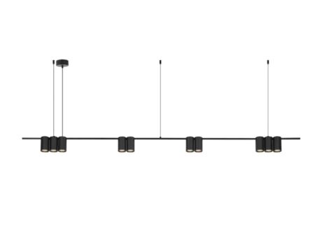 Hanglamp 180cm 10xGU10 - aluminium - zwart