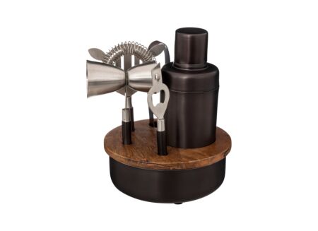Cocktail set Ø16cmx21cm - mango massief & staal - bruin/zwart