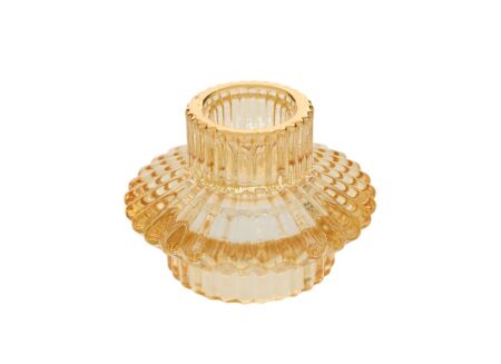Kaarsenhouder Omkeerbaar Ø7,8cm - glas - geel