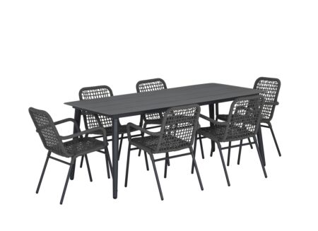 Tuinset Shore 180x90cm met 6 tuinstoelen Hopi