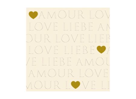 Serviette Love Letters 33x33cm - papier - geel 20 stuks
