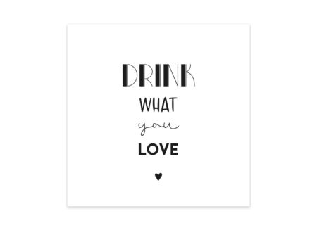 Serviette Drink what you love 25x25cm - papier - wit 20 stuks