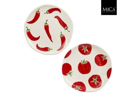 Bord Vega Ø20,5cm - keramiek - wit & rood