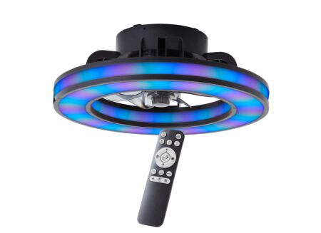 Plafondlamp Mondello met ventilator Ø41,5cm - kunststof - zwart