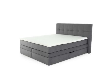 Boxspring Amy 180x200cm - stof - grijs met opbergruimte