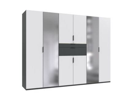 Kleerkast Moldau 270cm - decor - wit/grafiet
