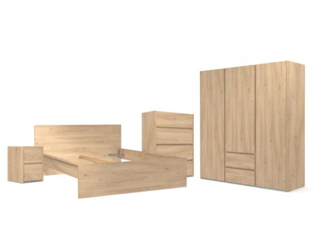 Slaapkamer Mosaik met bed 160x200cm - kleerkast 192cm - ladekast 80cm en 2 nachtkastjes