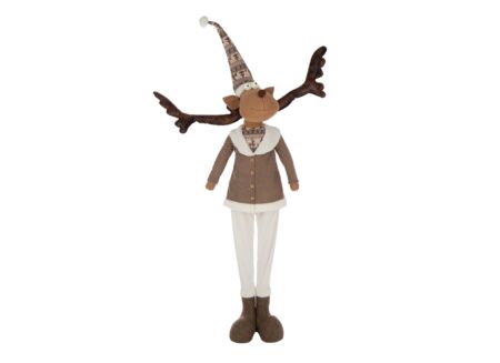 Kerstdecoratie Rendier Telescopisch 40x32x194cm - polyester - meerkleurig