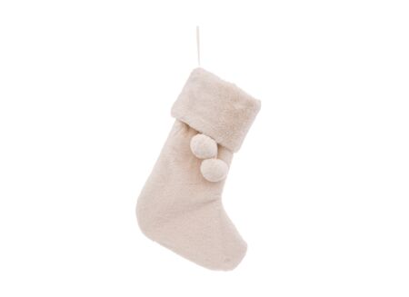 Kerstdecoratie Kerstsok H45cm polyester wit
