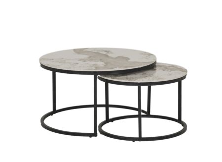 Salontafel SL2504 Ø80/Ø60cm - keramiek - taupe - set van 2