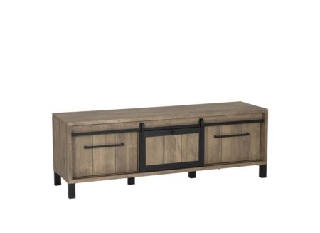 Tv-meubel 179cm - meubelplaat - old teak & matt black