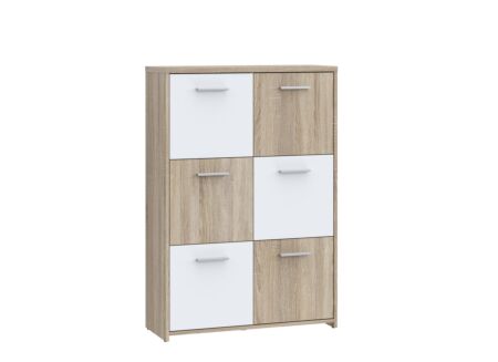 Kast Best Chest 77x30x113cm - meubelplaat - sonoma eik/wit