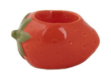 Theelichthouder Strawberry 10x7x6cm - porselein - rood