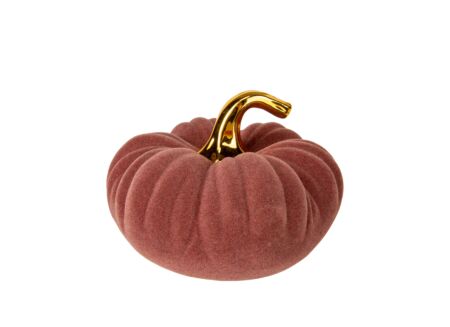 Herfstdecoratie Pompoen Velvet  14,5x13,5x9,8cm - keramiek - bruin