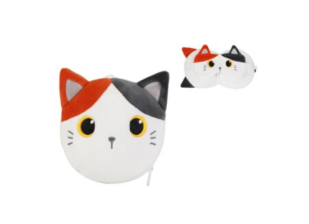 Kussen Orange Cat met slaapmasker - stof - wit