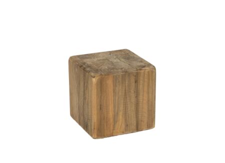 Zuil Qubit 20x20x20cm - gerecycleerd den massief - naturel