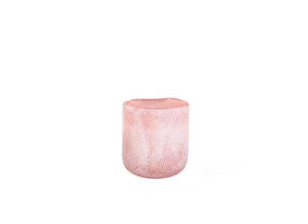 Theelichthouder 7,5x8,5cm - glas - oranje