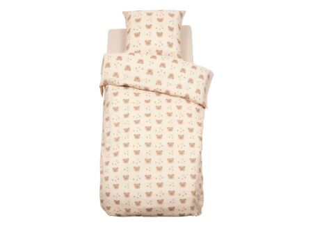 Dekbedovertrek Beermotief 140x200cm - katoen & polyester - beige