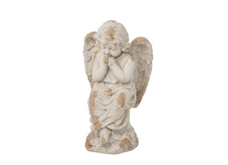 Beeld Engel Outdoor 32x23x56cm - polyresine - ecru
