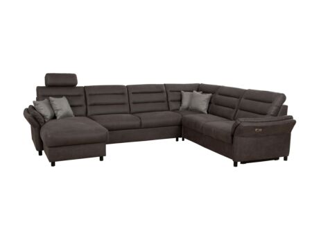 Hoeksalon Foreno 350x268cm - stof - grijs met relax